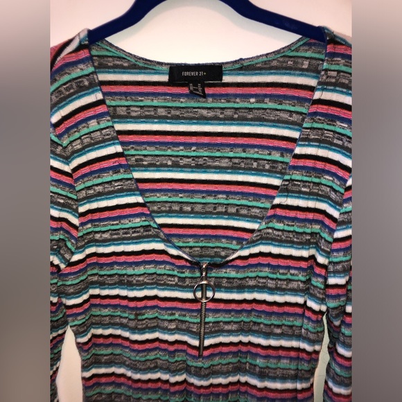 Forever 21 plus stripped body suit - Picture 3 of 4